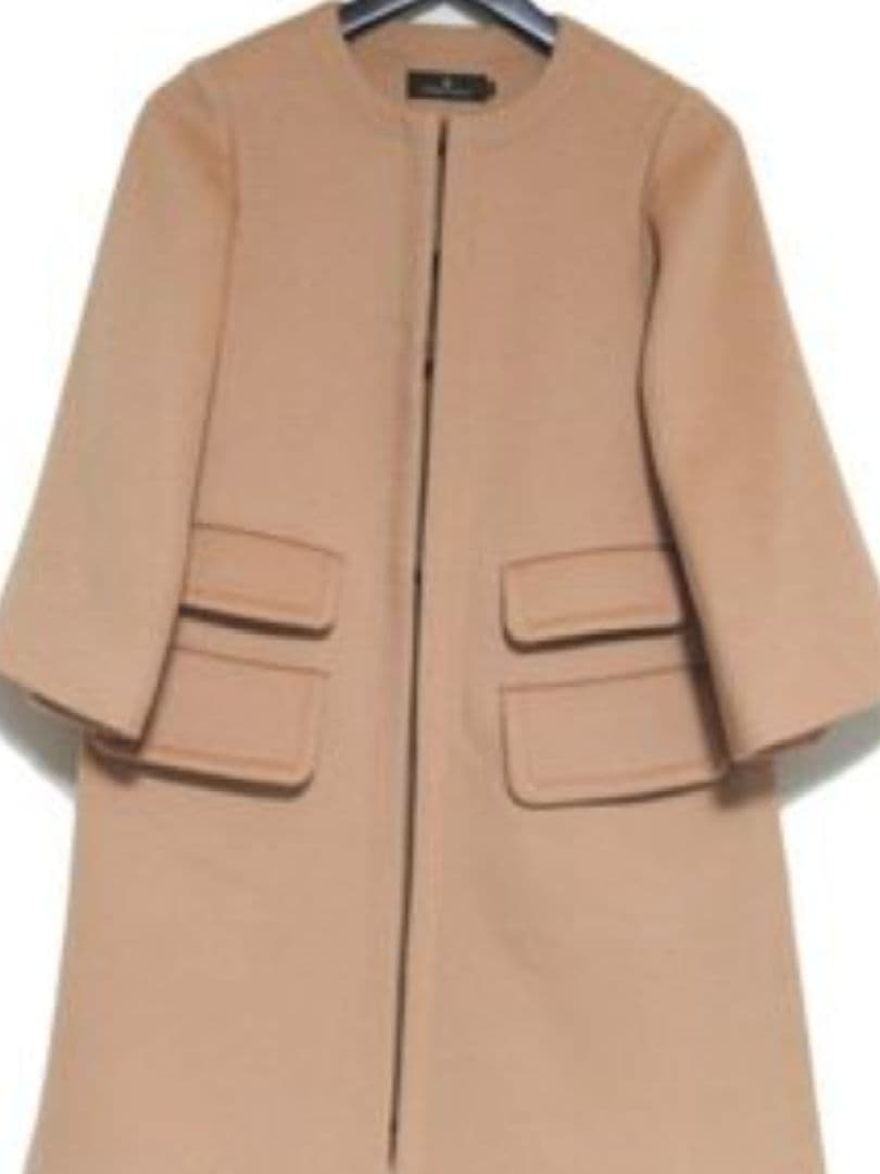 ミカコナカムラノーカラーショートコート ベージュ