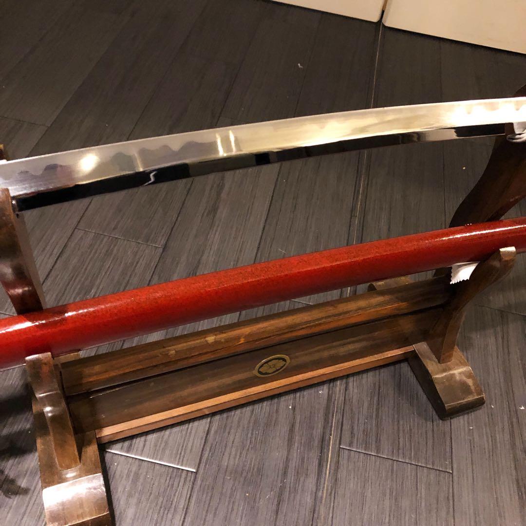 高級模造刀　居合刀　優乱刃紋　朱拵え　合金刀身