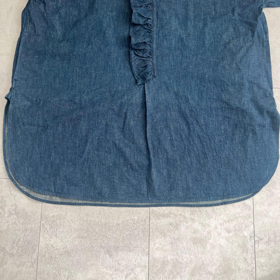 45R デニム　インディゴ　チュニック 長袖　オーバーサイズ　フリーサイズ