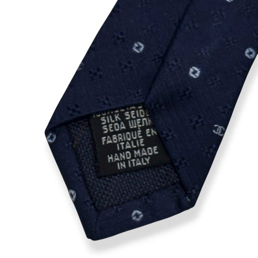 良品✨CHANEL ネクタイ　シャネル ココマーク　ジャガード　ネイビー