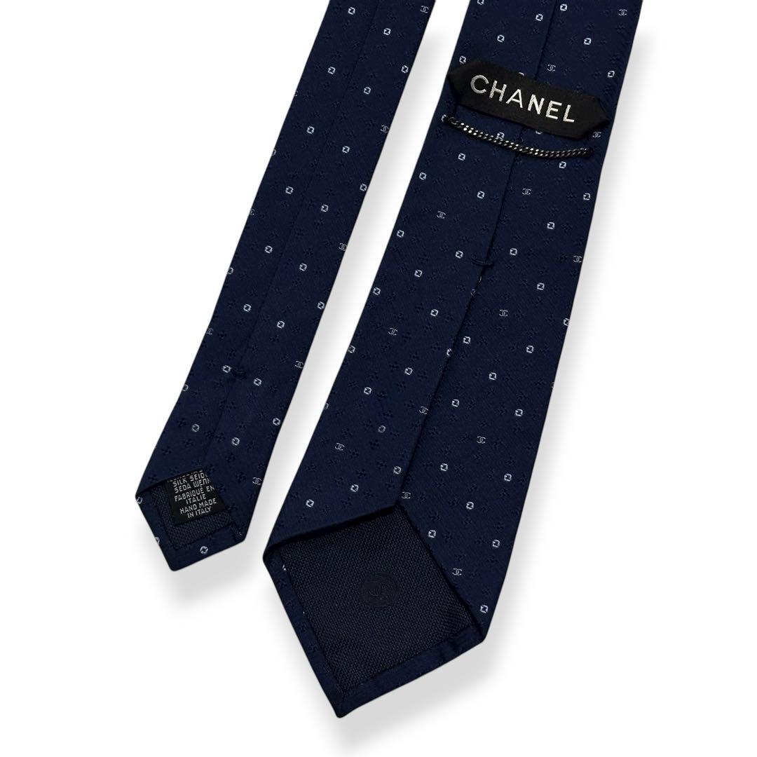 良品✨CHANEL ネクタイ　シャネル ココマーク　ジャガード　ネイビー