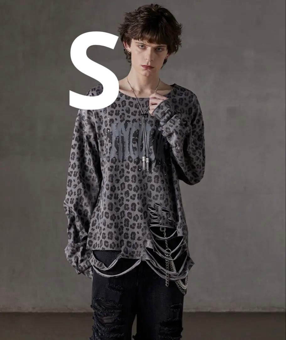 grancy ロンT レオパード 黒 ラインストーン