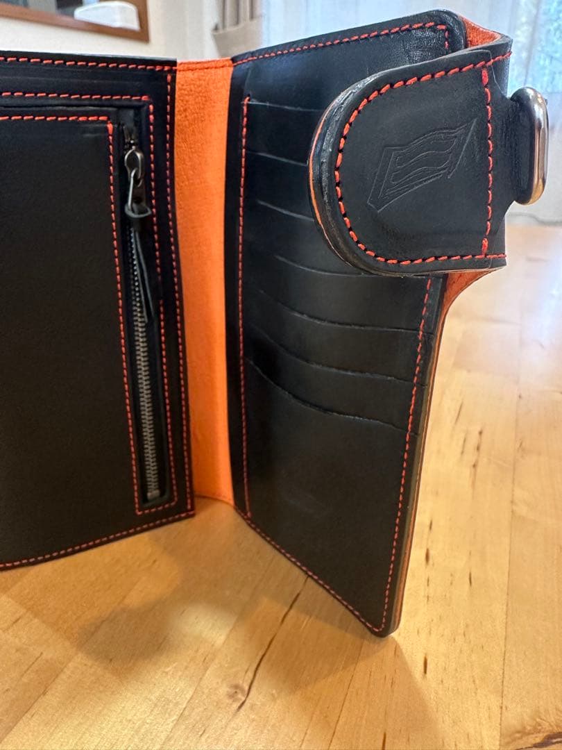 HYOD ロングウォレット黒オレンジステッチ（未使用）