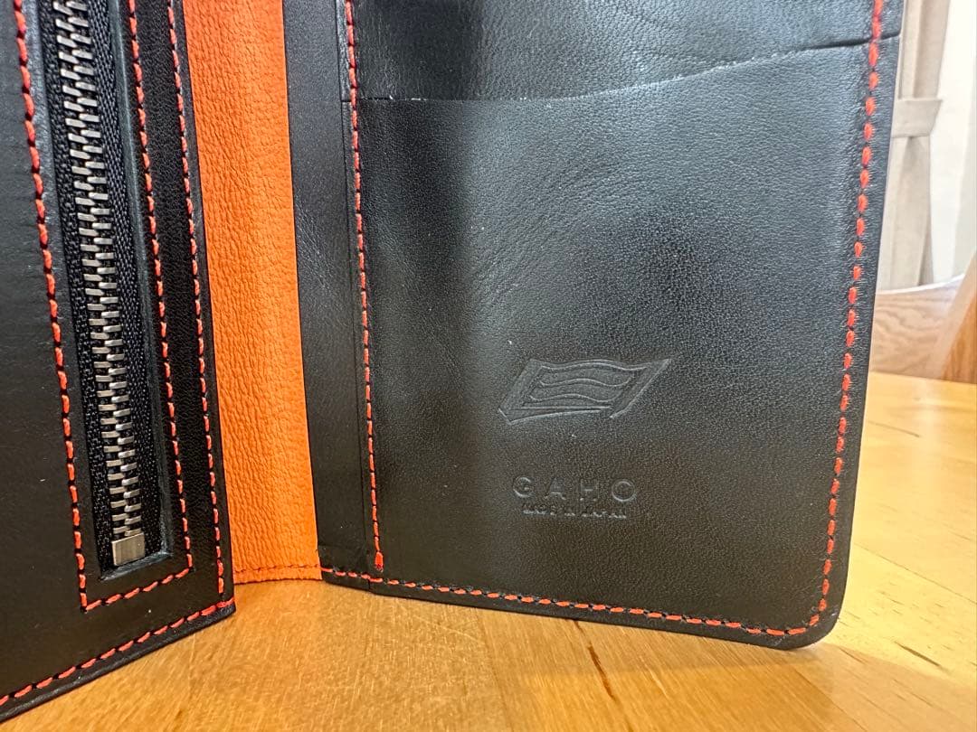 HYOD ロングウォレット黒オレンジステッチ（未使用）