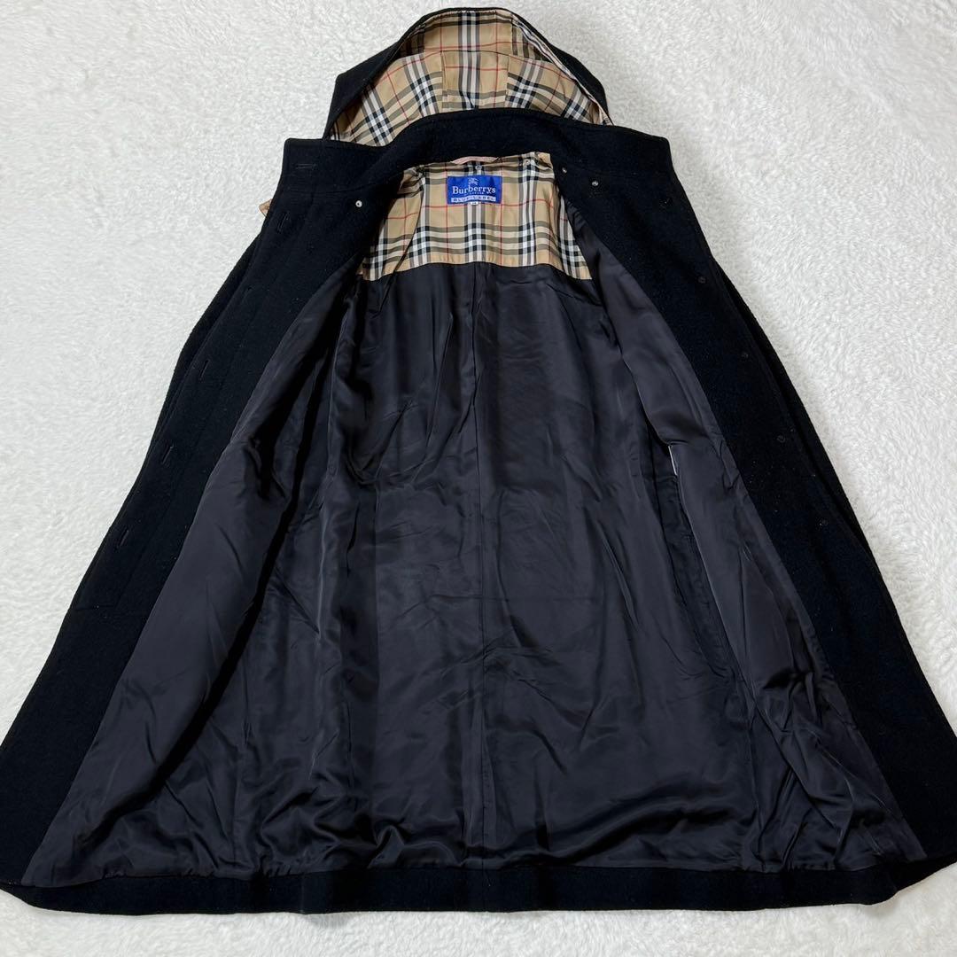 バーバリーブルーレーベル　ロングコート　フード　ノバチェック　サイズM