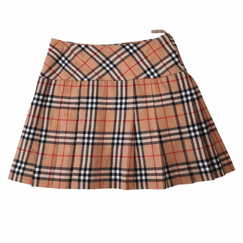 バーバリーブルーレーベル ミニプリーツスカート バーバリー柄 サイズ36(S)