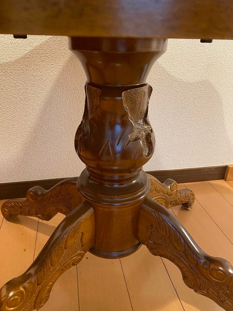 猫脚　象嵌イタリア製　木製テーブル　【注意】地域にては問い合わせ必須