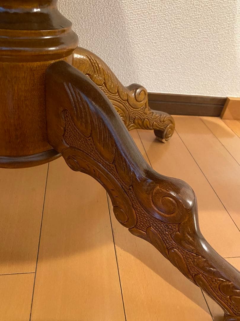 猫脚　象嵌イタリア製　木製テーブル　【注意】地域にては問い合わせ必須