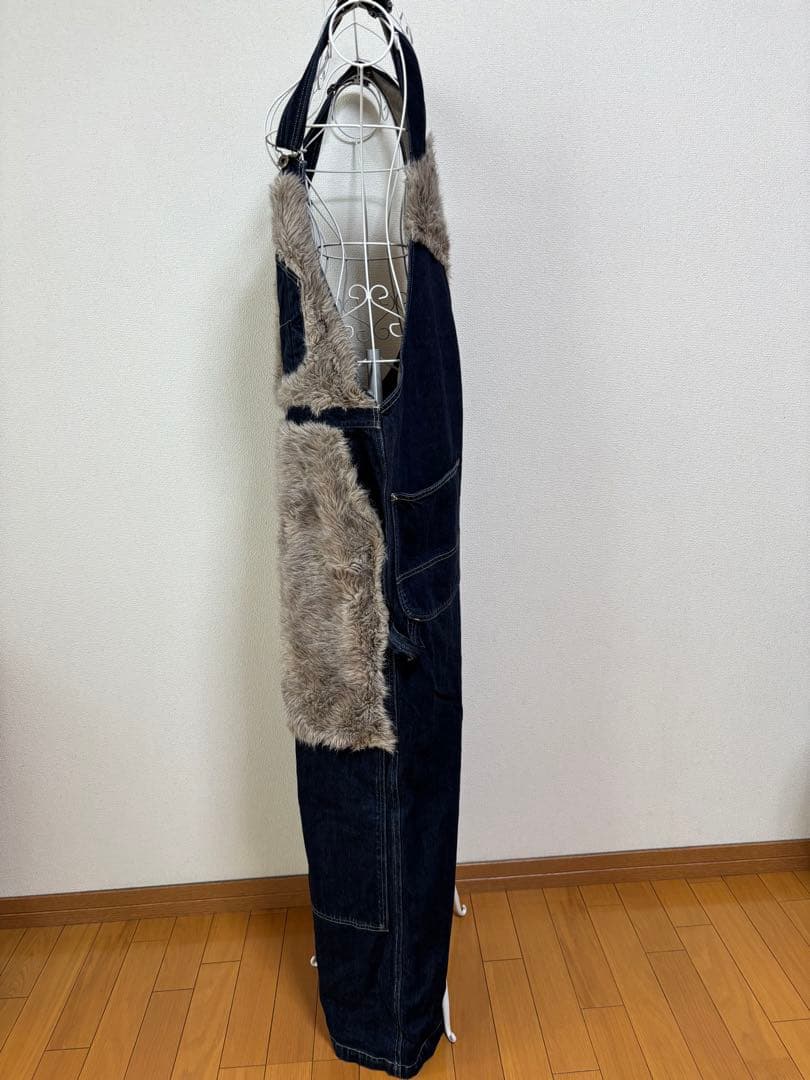 キャピタル KAPITAL ファーとデニムのサロペット　オーバーオール