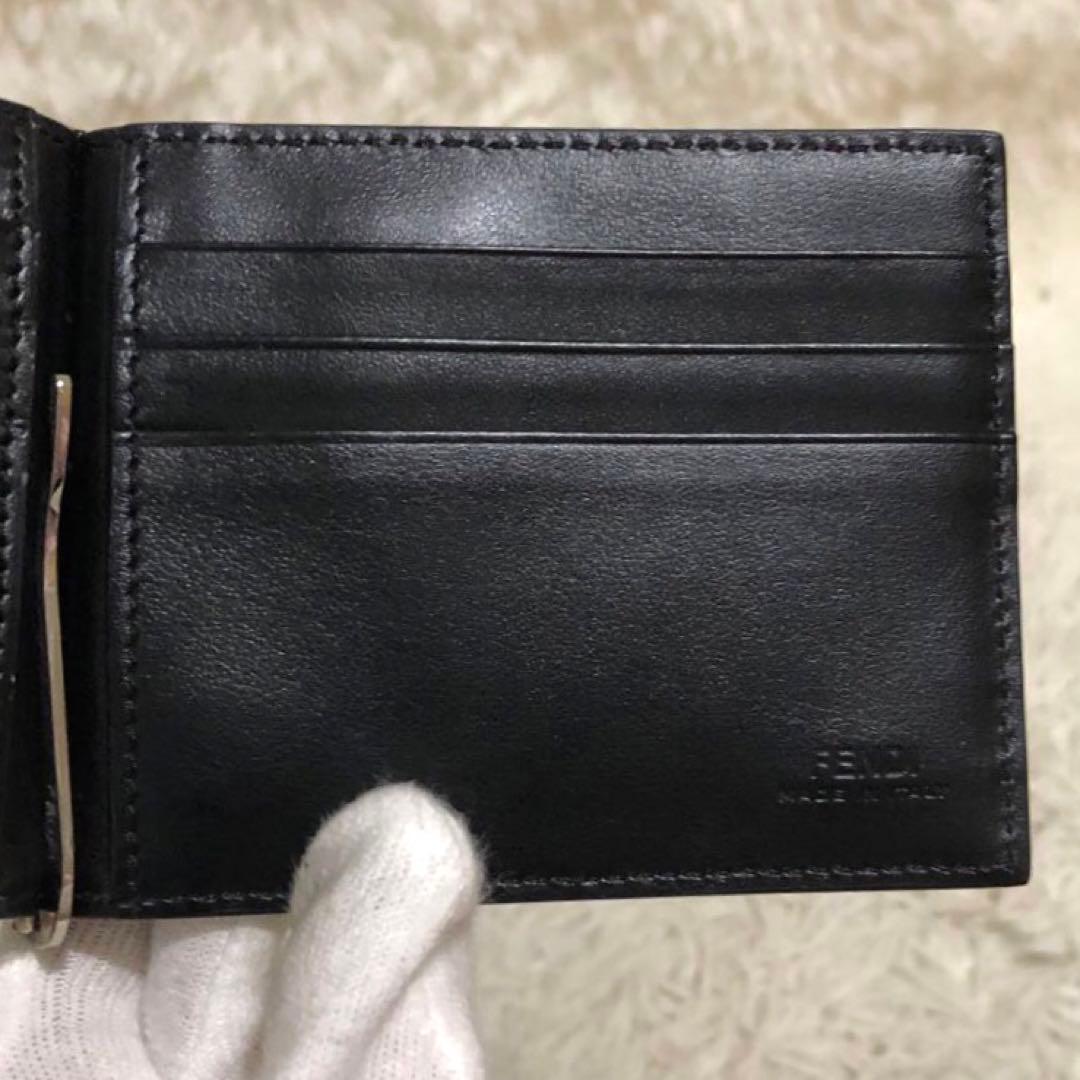 未使用✨フェンディFENDI ズッカ　レザー ロゴ マネークリップ