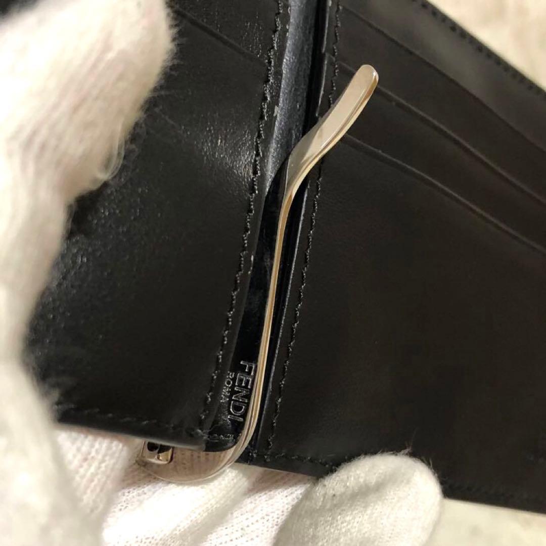 未使用✨フェンディFENDI ズッカ　レザー ロゴ マネークリップ