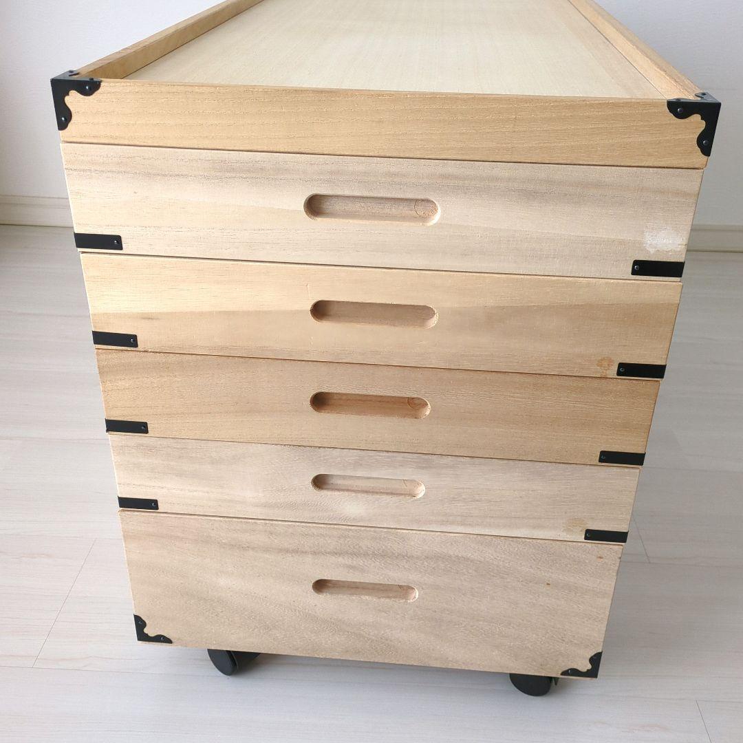 桐衣装箱 5段＋蓋 キャスター付き 着物収納