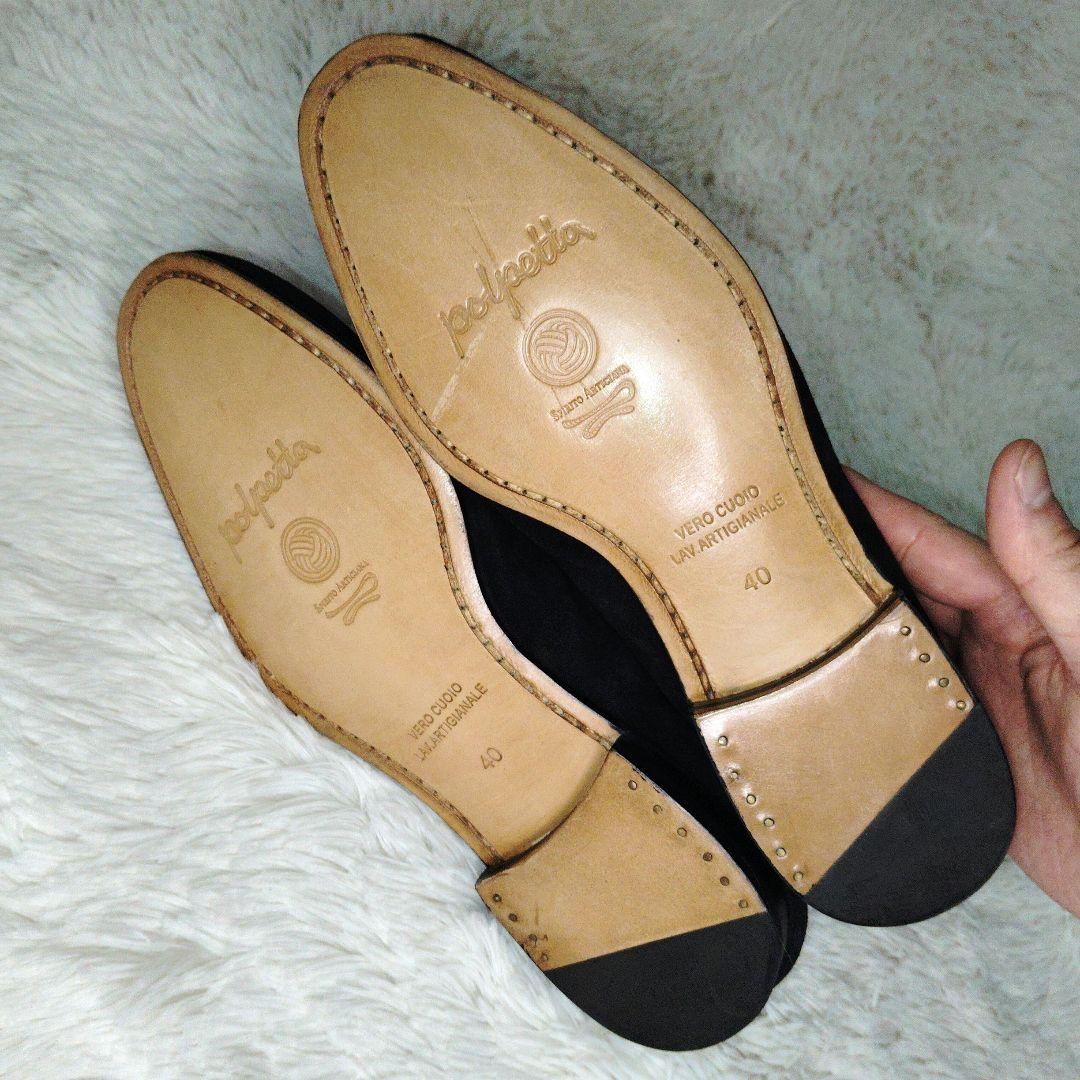 【未使用】polpettaポルペッタ　スエードローファー　黒　40