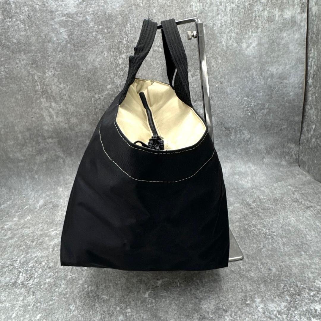 美品　エルベシャプリエ　Nライン　舟形トート　バイカラー　ブラック×ベージュ