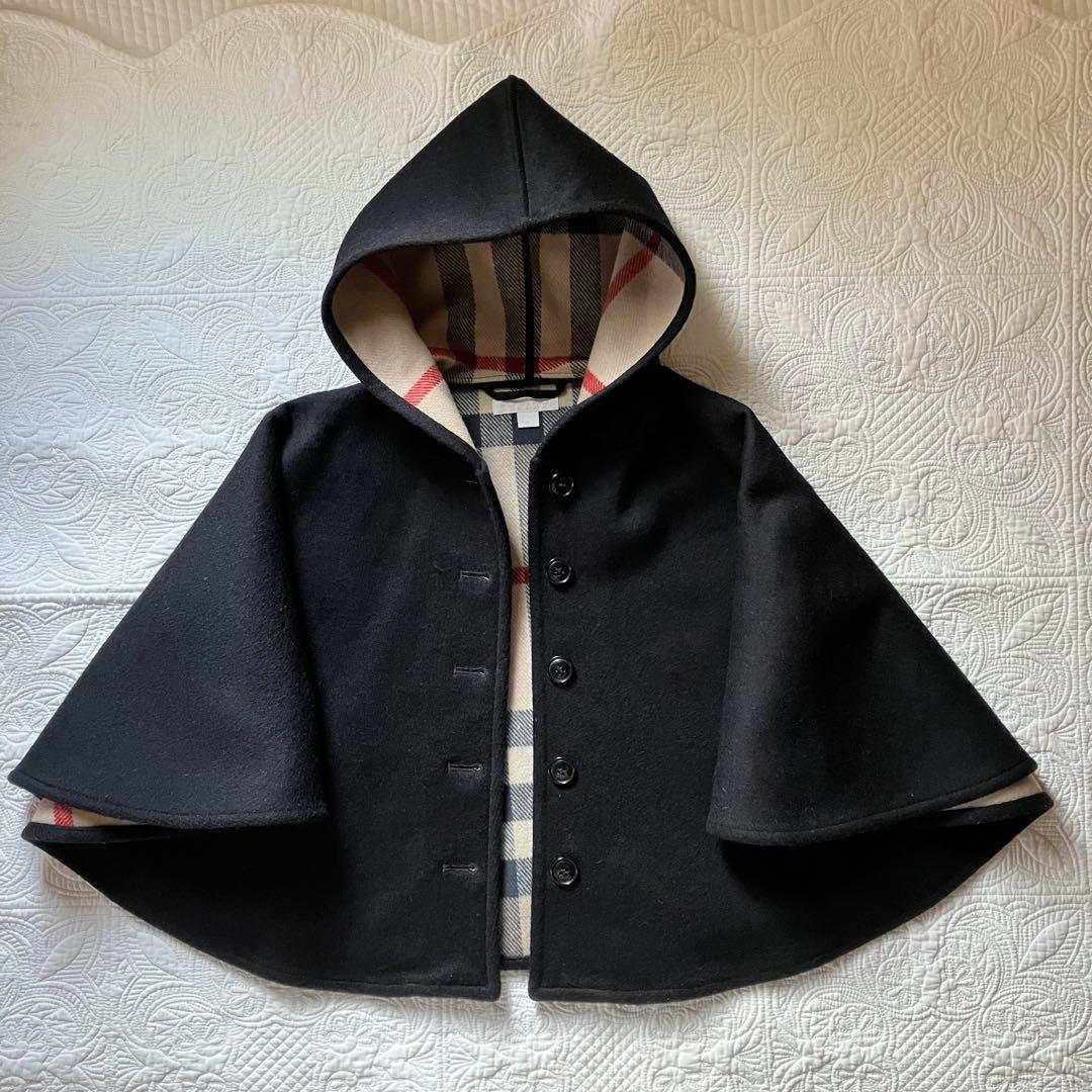 バーバリー　マントコート　ケープ　ポンチョ　ノバチェック　ブラック　サイズL