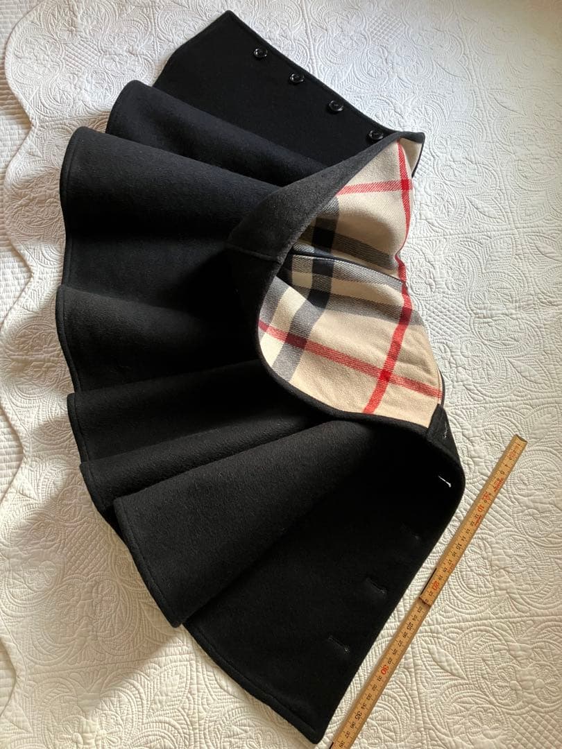 バーバリー　マントコート　ケープ　ポンチョ　ノバチェック　ブラック　サイズL