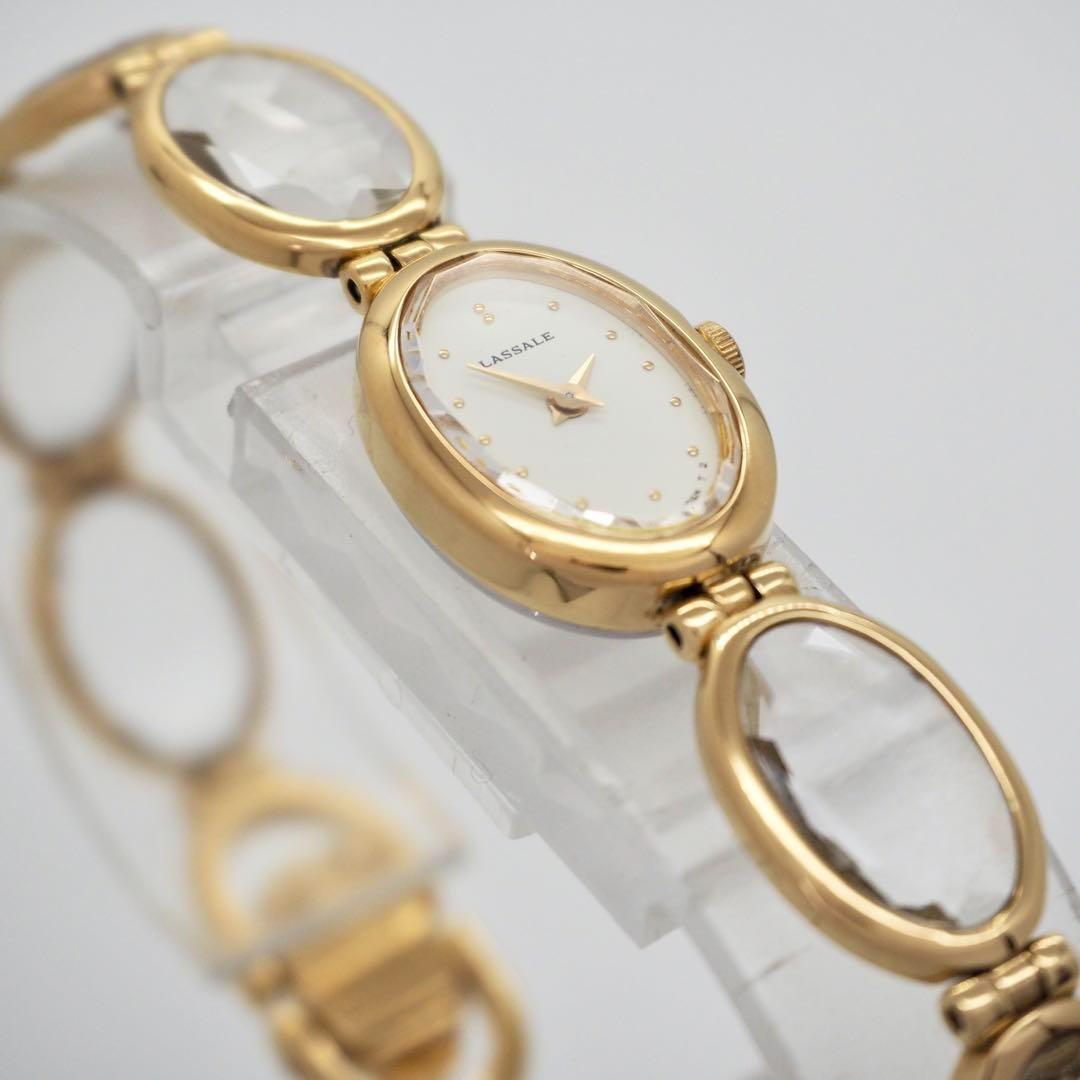 718【美品】SEIKO 時計　ラサール　ストーン　オーバル　ゴールド　希少