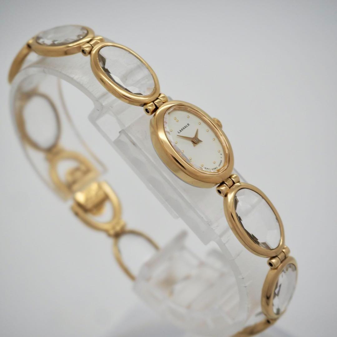 718【美品】SEIKO 時計　ラサール　ストーン　オーバル　ゴールド　希少