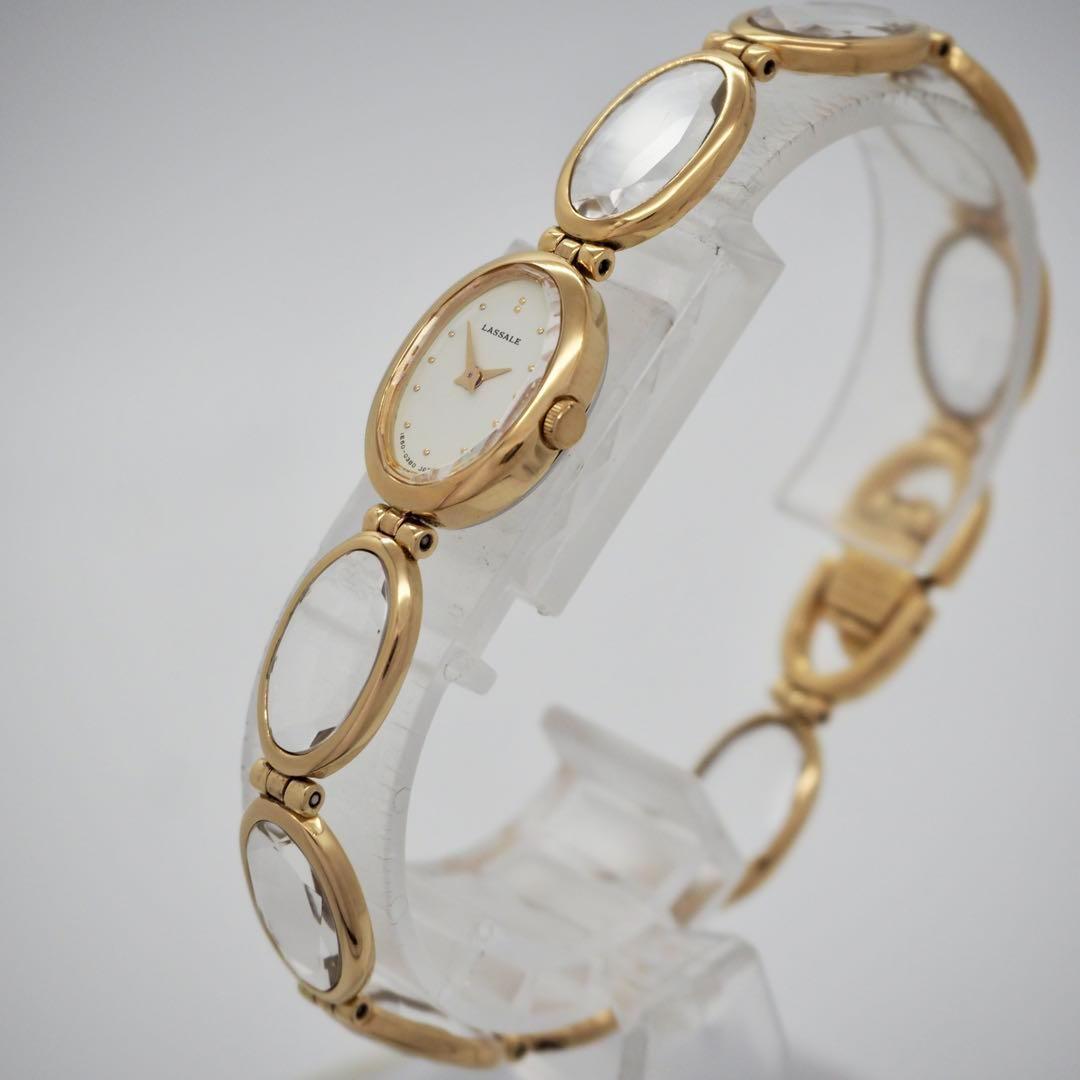 718【美品】SEIKO 時計　ラサール　ストーン　オーバル　ゴールド　希少