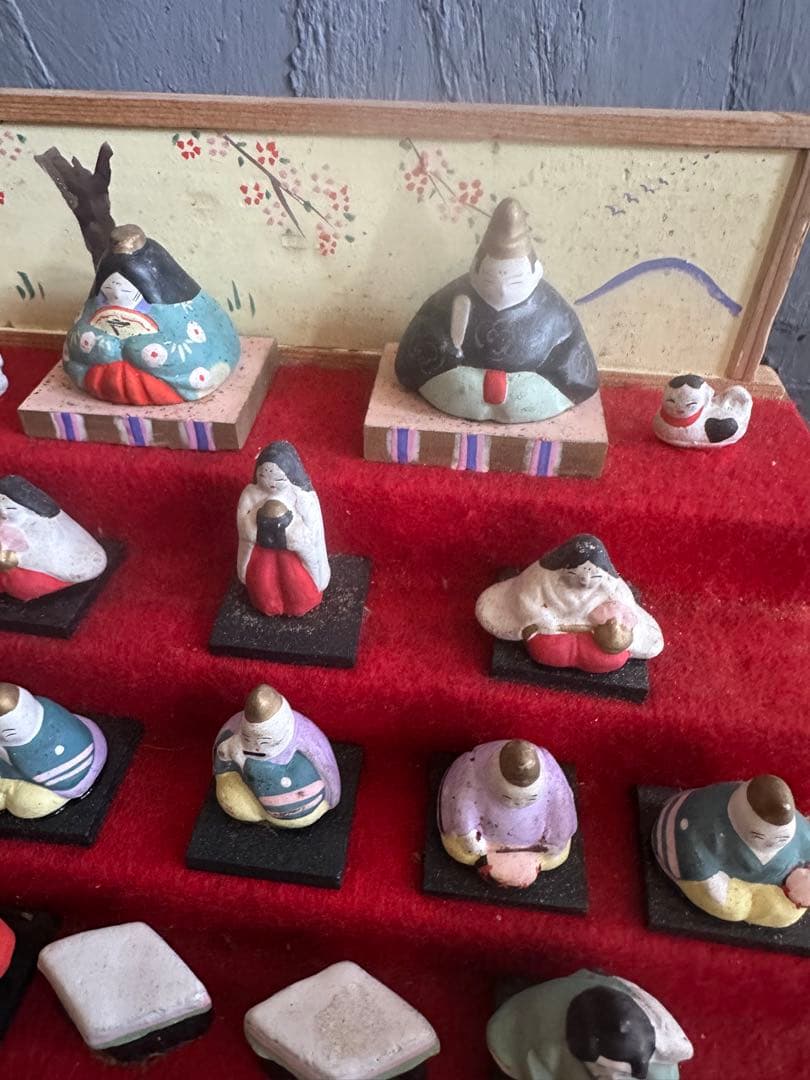 希少品❣️可愛すぎる❣️ヴィンテージ土人形　雛人形段飾りミニチュア