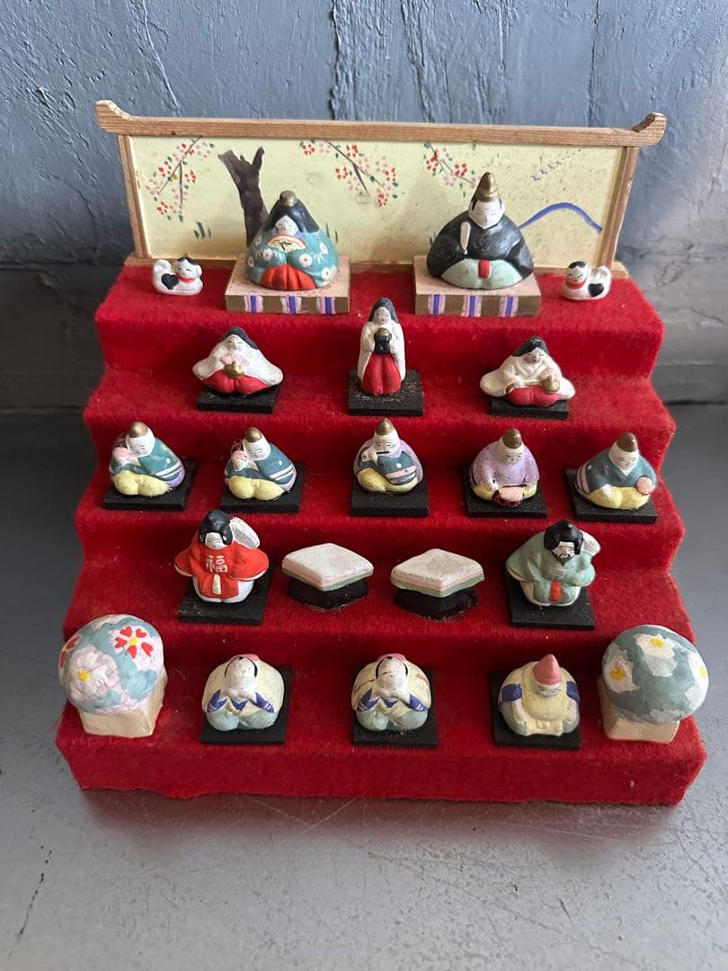 希少品❣️可愛すぎる❣️ヴィンテージ土人形　雛人形段飾りミニチュア