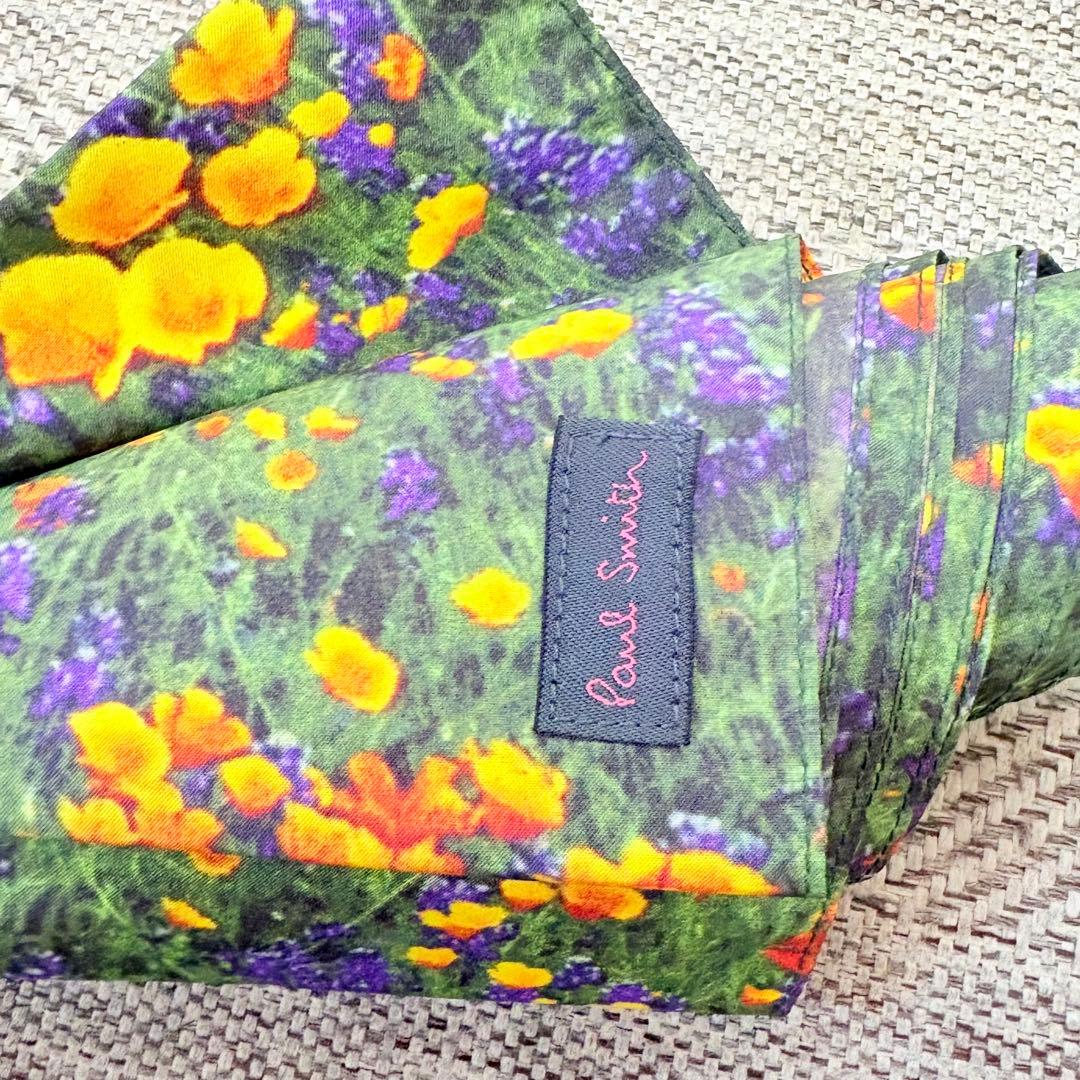 美品　ポールスミス　花柄総柄　晴雨兼用パラソル　ウッドハンドル　長傘