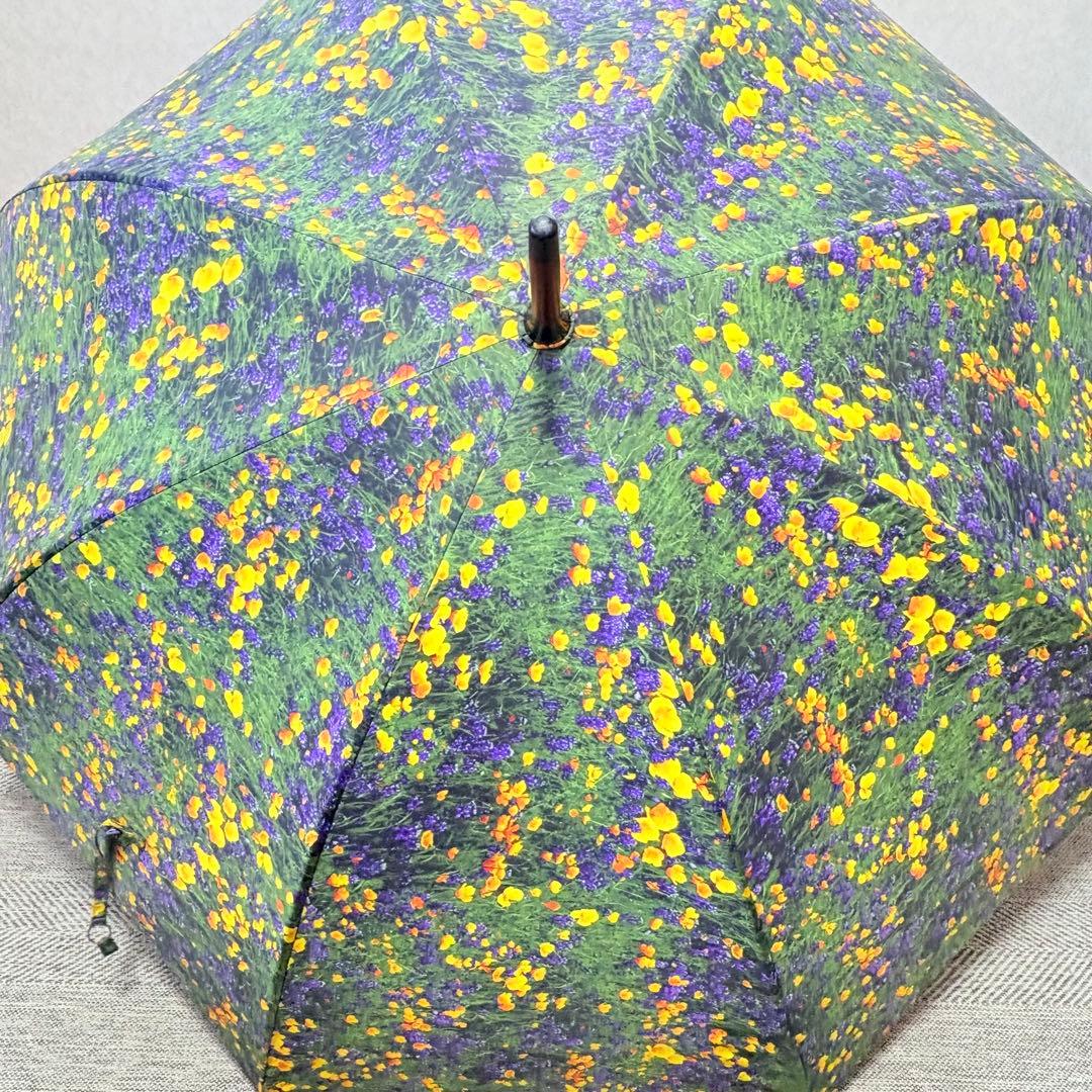 美品　ポールスミス　花柄総柄　晴雨兼用パラソル　ウッドハンドル　長傘