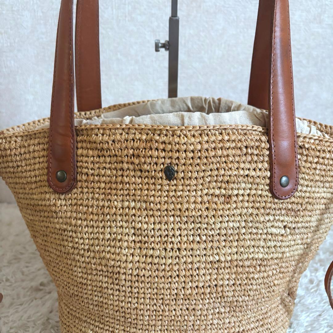 ペコマルくん さま✨ヘレンカミンスキー かごバック 大容量 ラフィア レザー