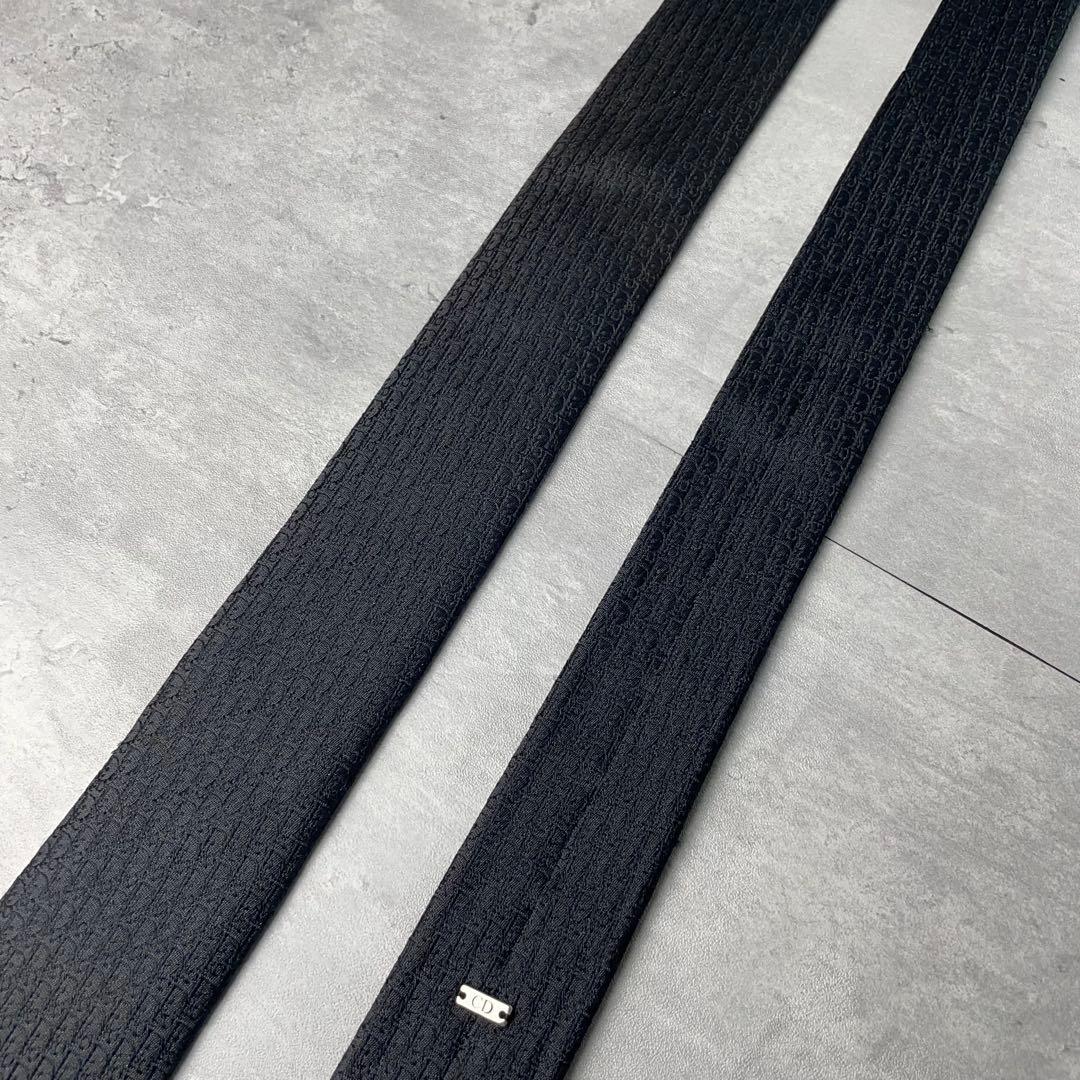 美品 DIOR HOMME オブリーク トロッター柄 ナロータイ ネクタイ 黒