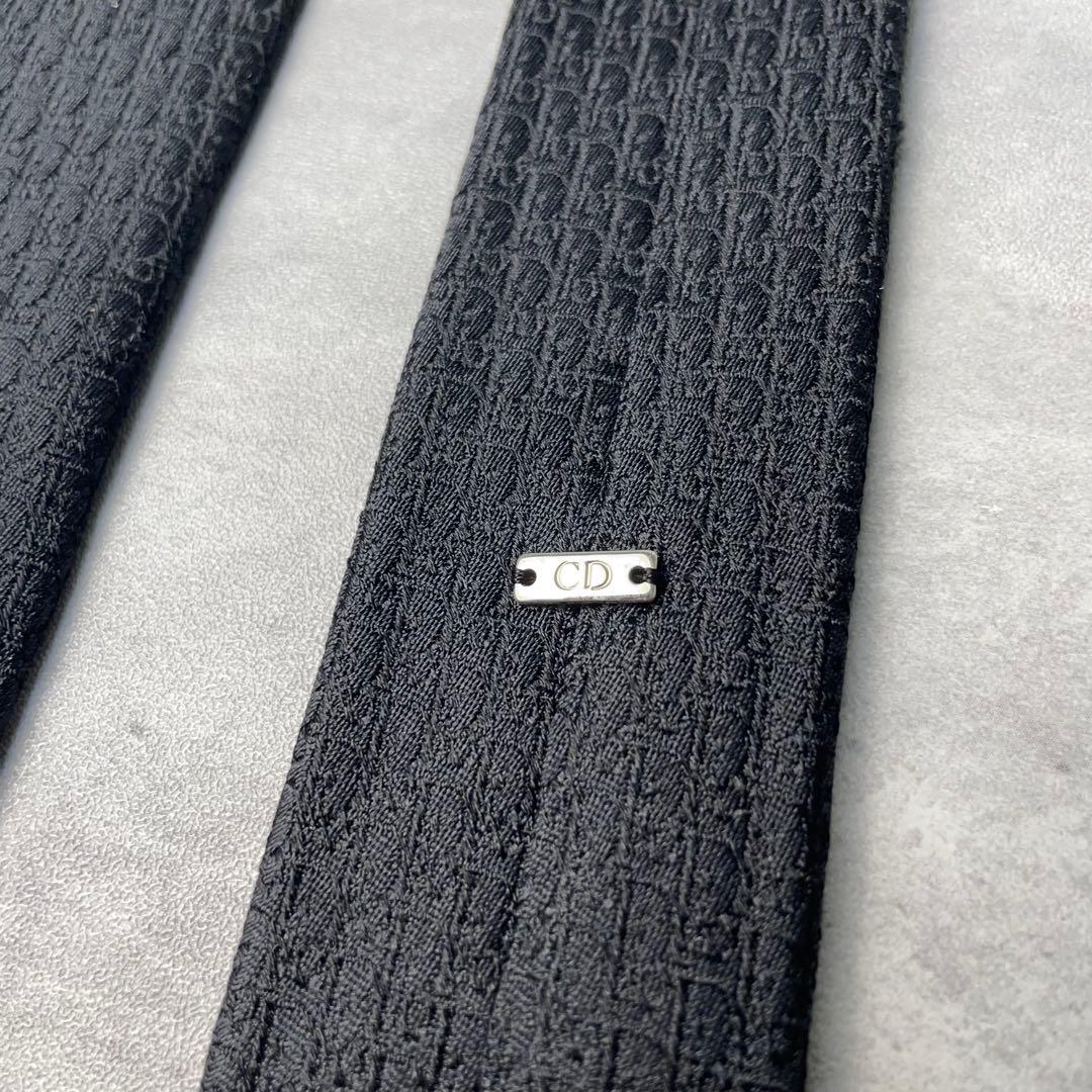 美品 DIOR HOMME オブリーク トロッター柄 ナロータイ ネクタイ 黒