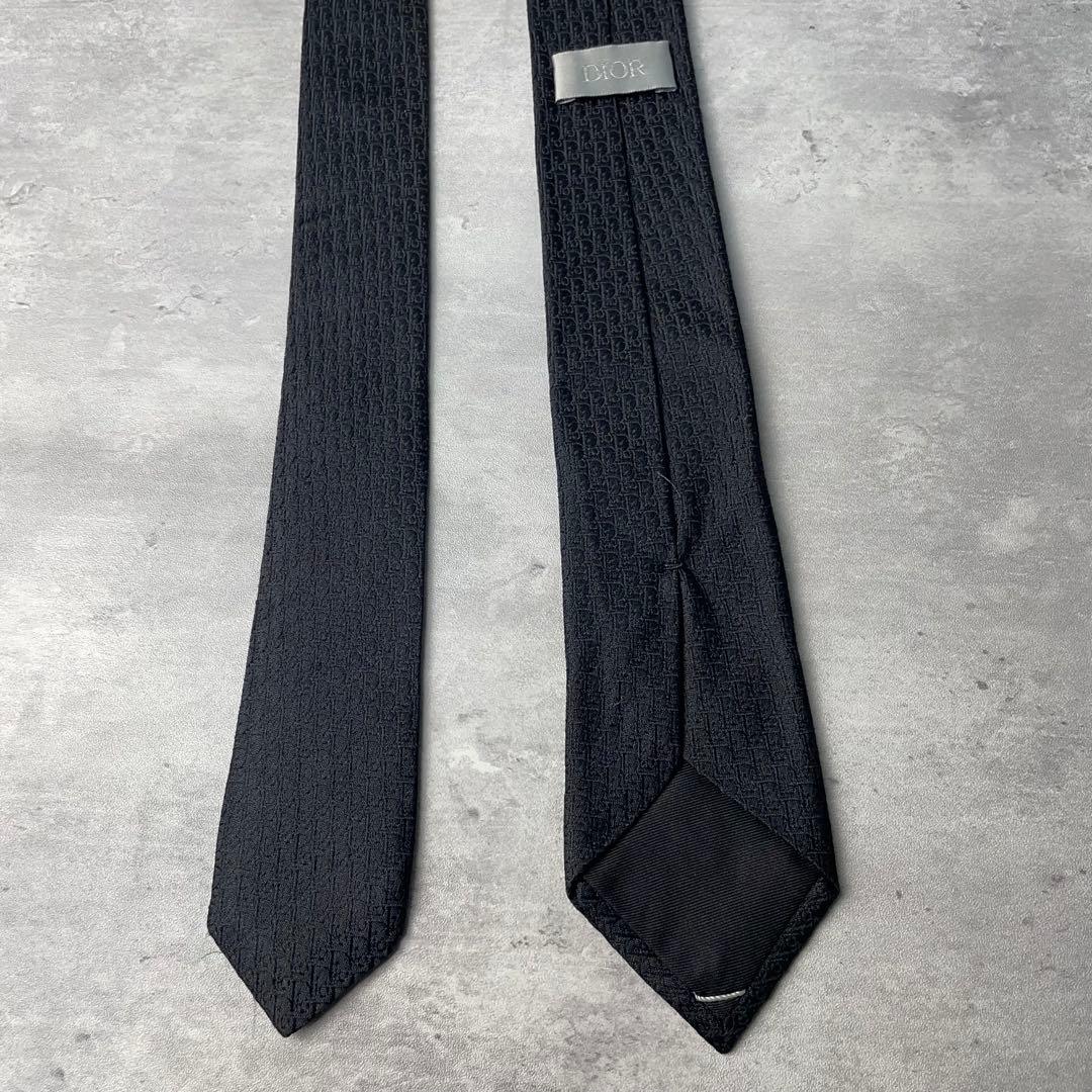 美品 DIOR HOMME オブリーク トロッター柄 ナロータイ ネクタイ 黒