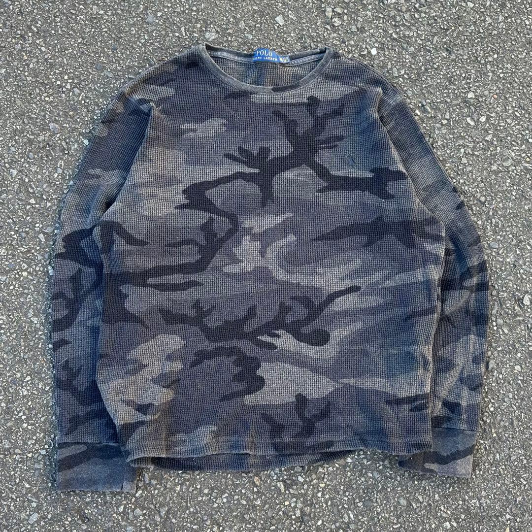 ポロ サーマル ロンT 迷彩 y2k シティ 短丈