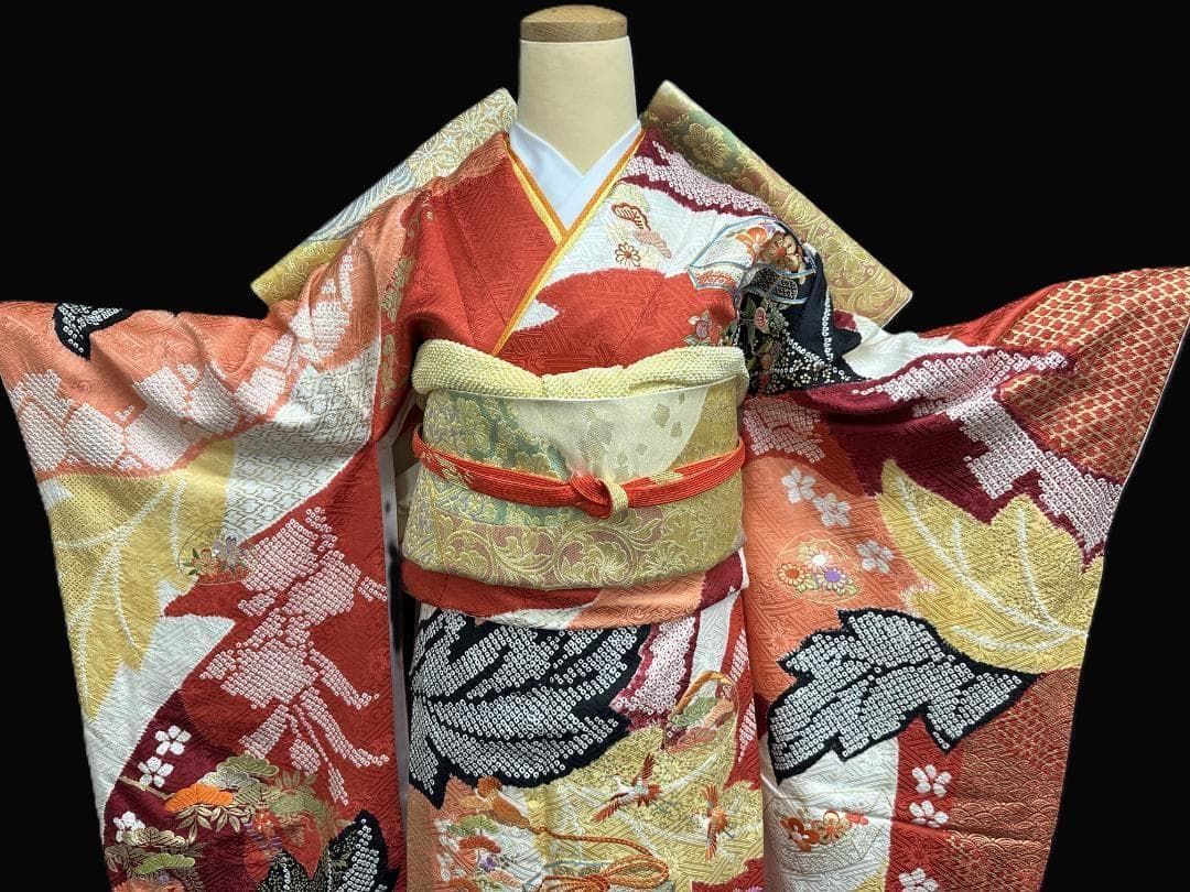 逸品 千總 貝桶 鳳凰 桶絞り 刺繍 金駒 振袖 川島織物 フルセット