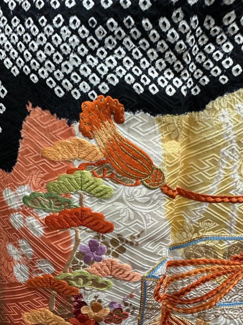 逸品 千總 貝桶 鳳凰 桶絞り 刺繍 金駒 振袖 川島織物 フルセット