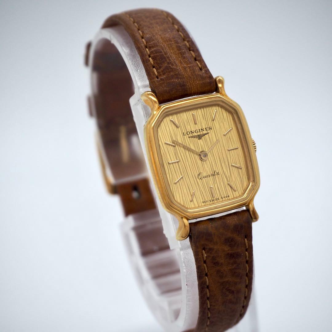 122 稼働 LONGINES 時計 ゴールド　レディース　箱付き　スクエア