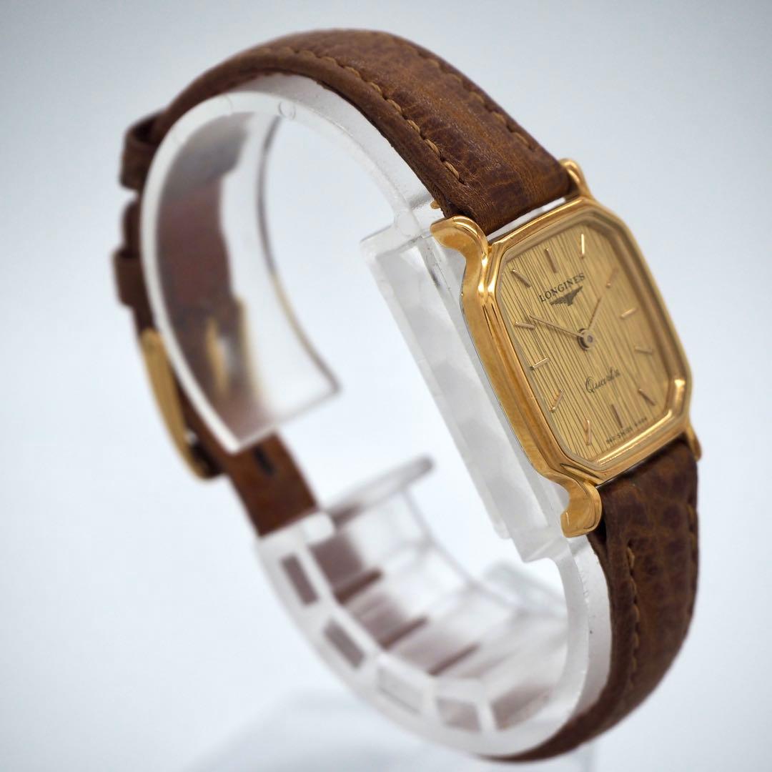 122 稼働 LONGINES 時計 ゴールド　レディース　箱付き　スクエア