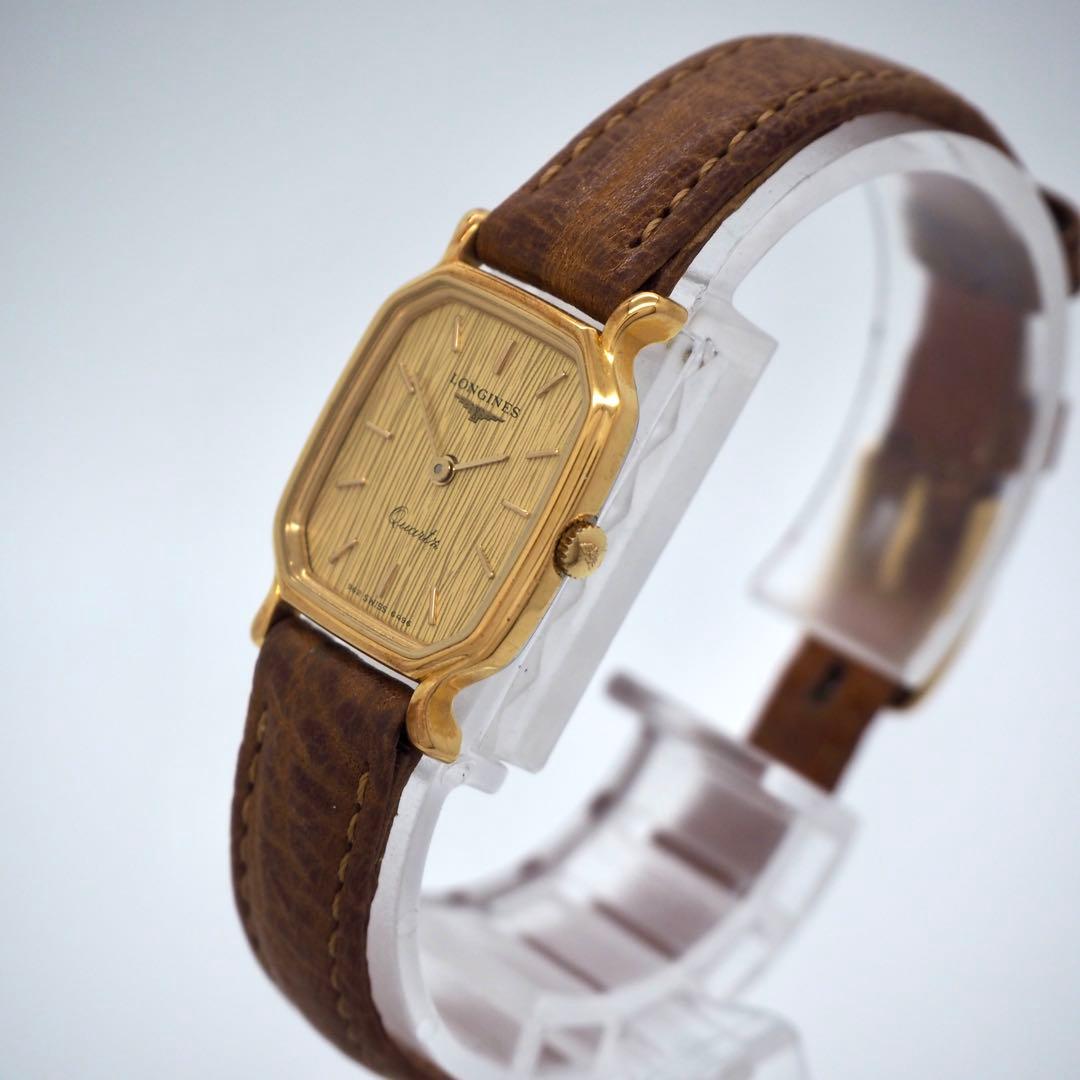 122 稼働 LONGINES 時計 ゴールド　レディース　箱付き　スクエア