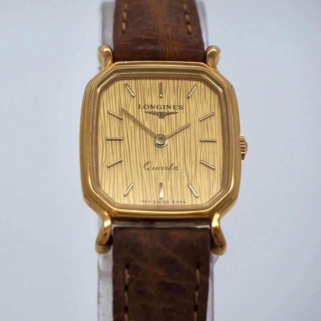 122 稼働 LONGINES 時計 ゴールド　レディース　箱付き　スクエア