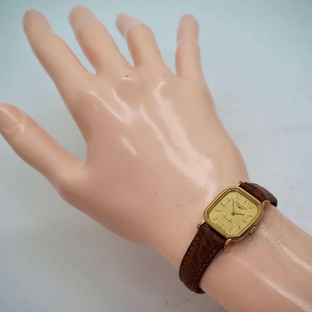 122 稼働 LONGINES 時計 ゴールド　レディース　箱付き　スクエア