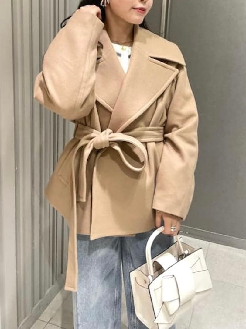 FRAY I.D ベージュ ビックカラーショートコート