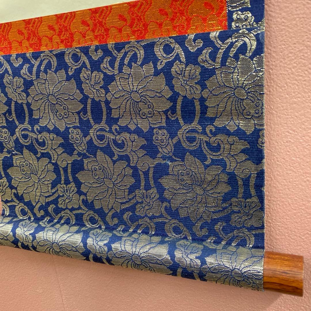 美品 掛け軸 悠堂作 蓮花二幅対 共箱 仏画 年中掛け