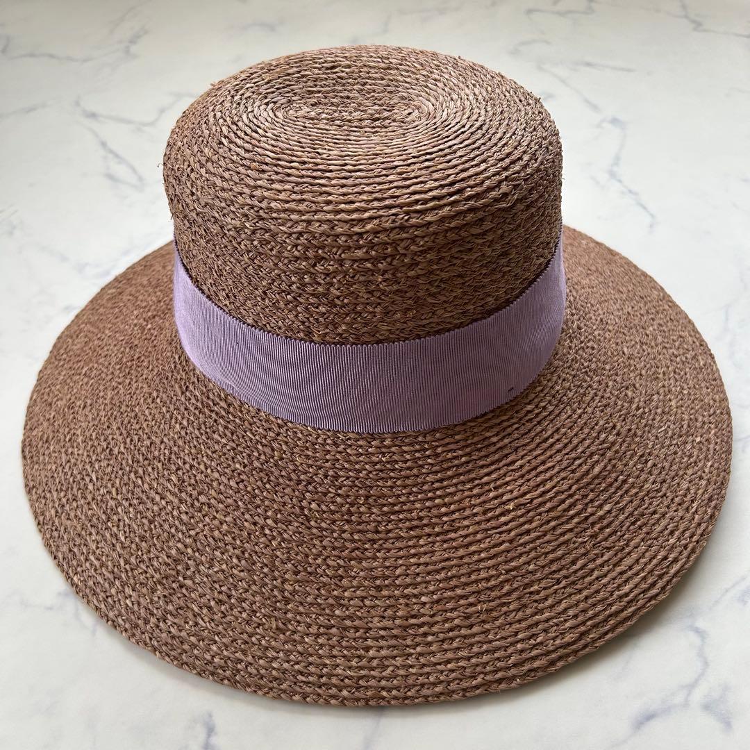 極美品 現行 ヘレンカミンスキー Easton 麦わら帽子 ラフィア リボン