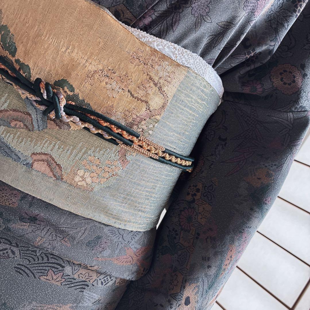 小紋　フルセット　着物　正絹　しつけ糸付き　草花　大人の洒落　普段着物　J7