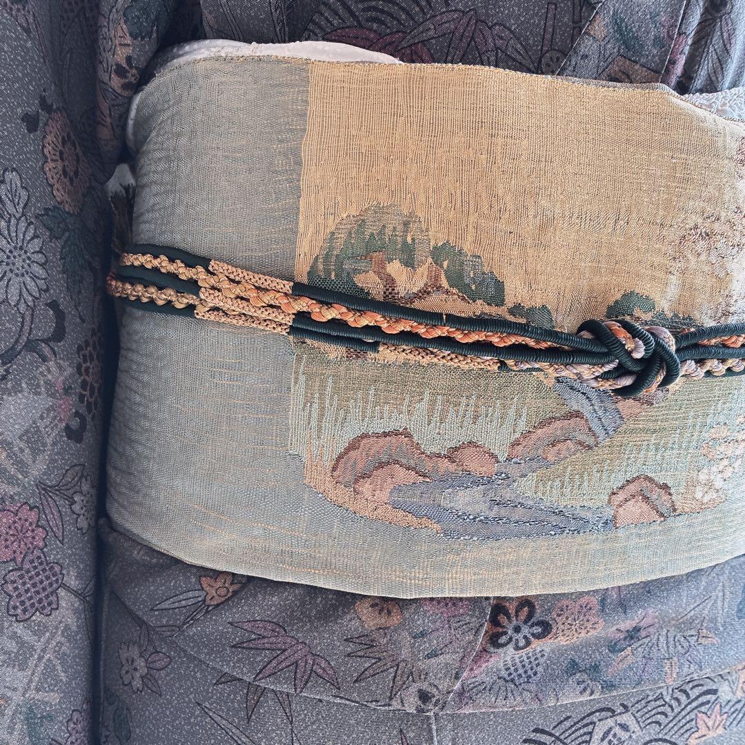 小紋　フルセット　着物　正絹　しつけ糸付き　草花　大人の洒落　普段着物　J7