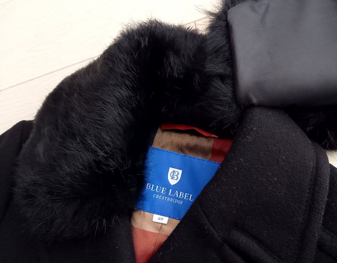 ブルーレーベルクレストブリッジ 極美品✨️ファー付きコート2WAY 40 L 黒
