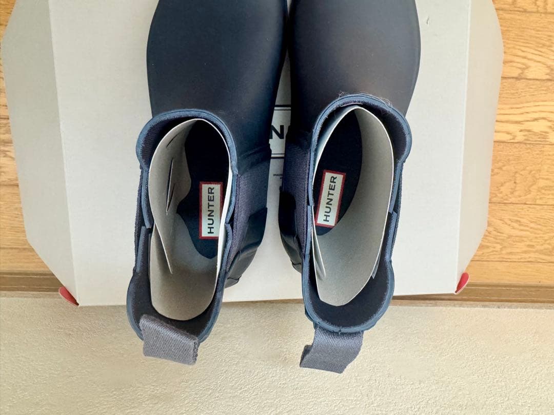 【未使用】HUNTER チェルシーラバーライドゴアブーツ ネイビー　26センチ