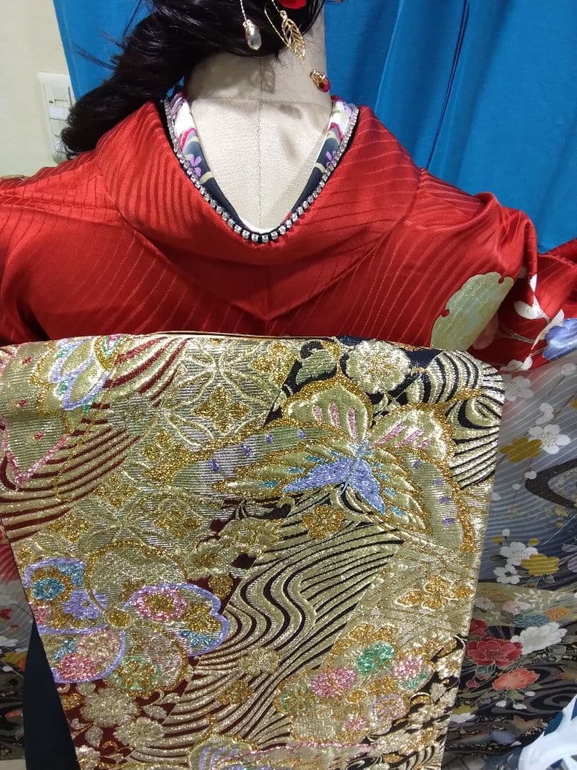 振袖フルセット、正絹振袖セット、成人式、半襟重ね衿、帯揚げ帯締め、西陣袋帯、襦袢