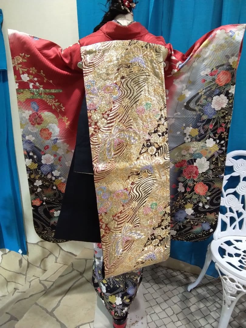 振袖フルセット、正絹振袖セット、成人式、半襟重ね衿、帯揚げ帯締め、西陣袋帯、襦袢