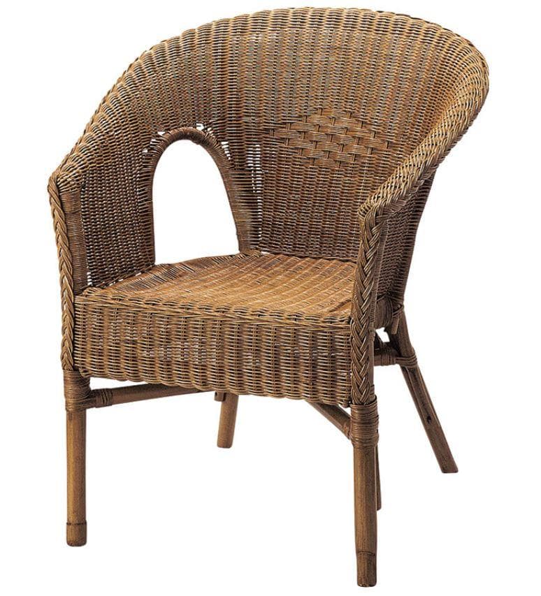 海斗　SRT DC LT　ラタンチェア　ブラウン　4脚