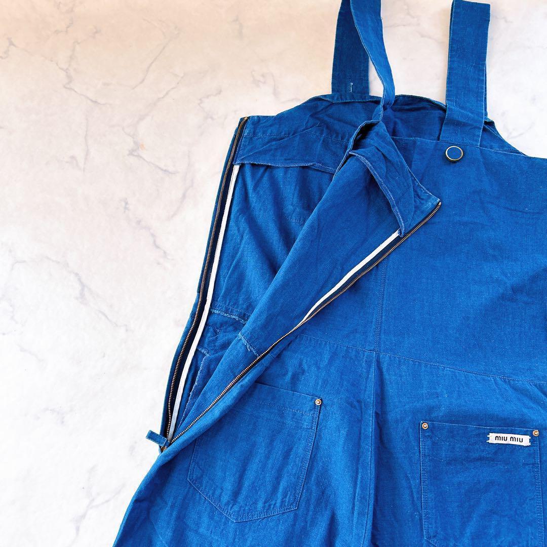 希少꧁MIUMIU꧂オーバーオール サロペット ワイドパンツ イタリア製 伸縮